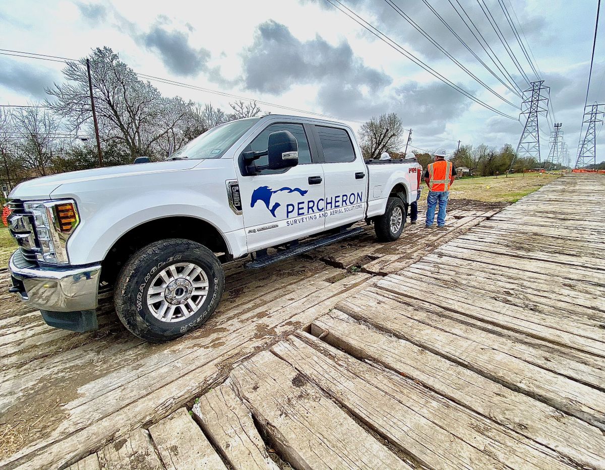 Survey truck with electric line